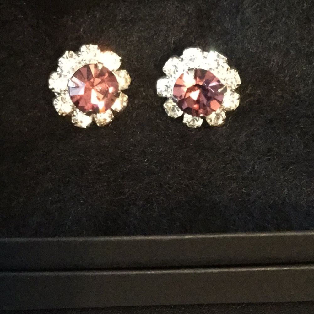 Amythyst Colored Stone Earrings for Pierced Ears.